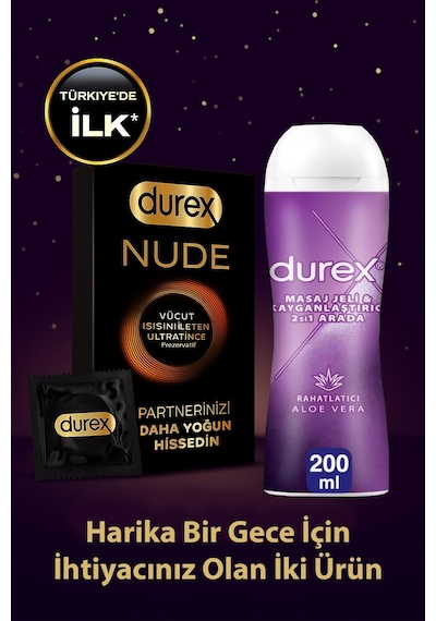 Durex Nude 8'li + Durex Play 2'si 1 Arada Aloe Vera Etkili Jel 200 Ml
