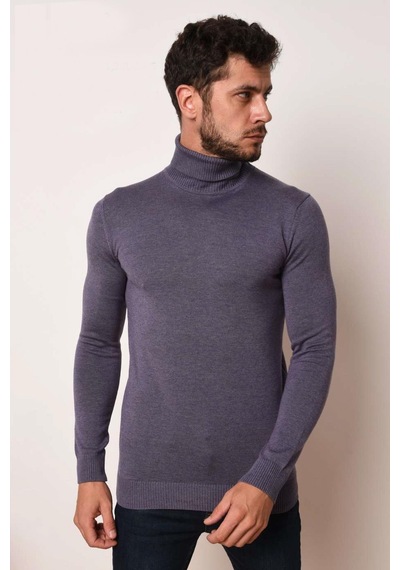 Slimfit Boğazlı Likralı Erkek Triko Kazak 001