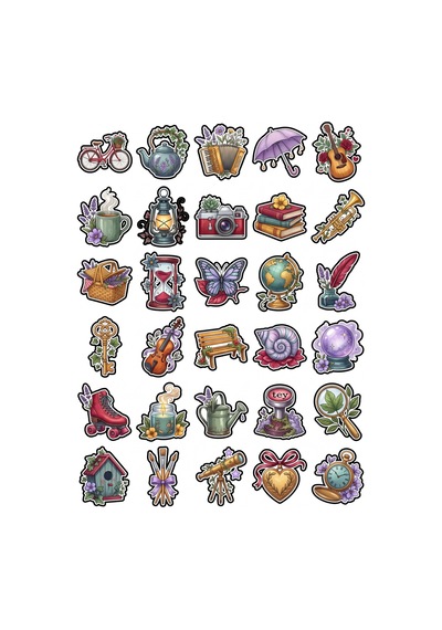 Botanik Doğa Vintage Sticker Seti 150 Adet - 5'li Mega Paket No16 - Laptop Defter Ajanda Çok Renkli