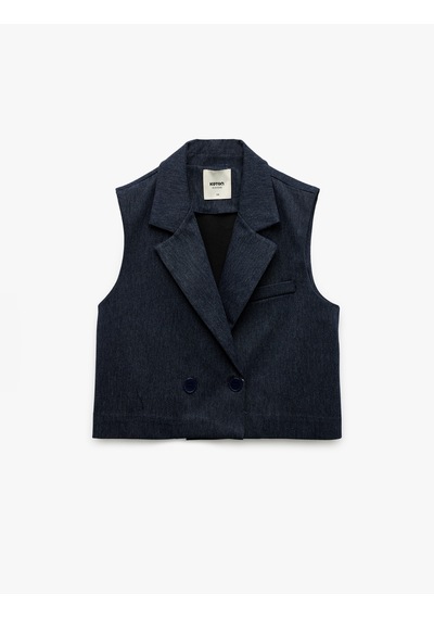 Koton Kruvaze Yaka Kolsuz Crop Blazer Yelek Lacivert Çizgili 6wak20036uw Lacivert Çizgili Koton Kruvaze Yaka Kolsuz Crop Blazer Yelek Lacivert Çizgili 6wak20036uw Lacivert Çizgili