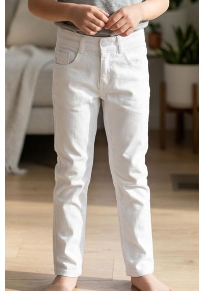 Konsept Erkek Çocuk Gabardin Pantolon Düğmeli Fermuarlı 5-9 Yaş, Ekru