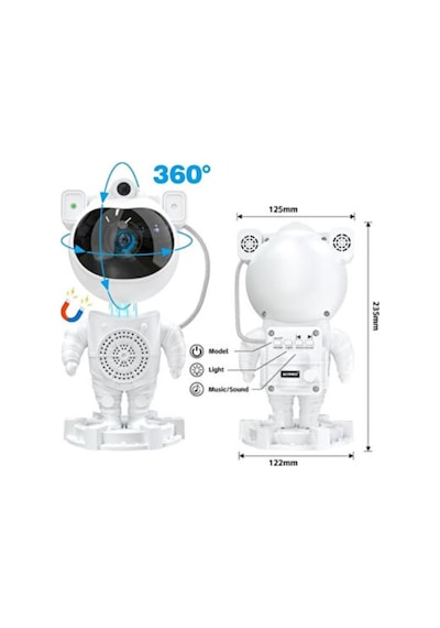 Astronot Starry Projector Galaksi Gece Lambası Yıldız Samanyolu Işıklandırma Bluetooth Hoparlör