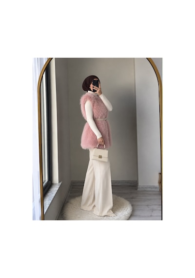 Verymoda Tüylü Yelek Vmf1567 Pudra
