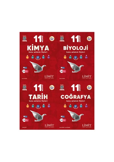 Limit 2027 11. Sınıf Kimya + Biyoloji + Tarih + Coğrafya Konu Anlatım Föyleri Seti 4 Kitap Maarif Model