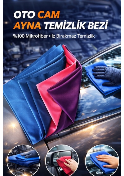 Sihirli İz Bırakmaz Mikrofiber Cam-ayna Yüzey Bezi 40x50 Mavi