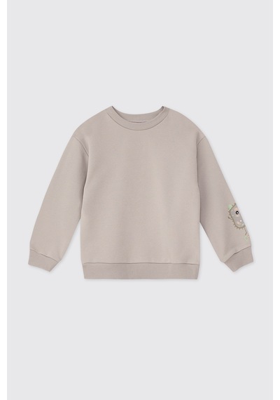 Panço Erkek Bebek Yumuşak Dokulu Taş Sweatshirt Gri