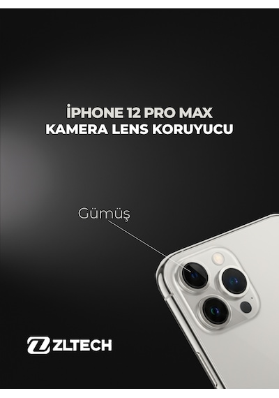 İphone 12 Pro Max Uyumlu Kamera Lens Koruyucu Gümüş