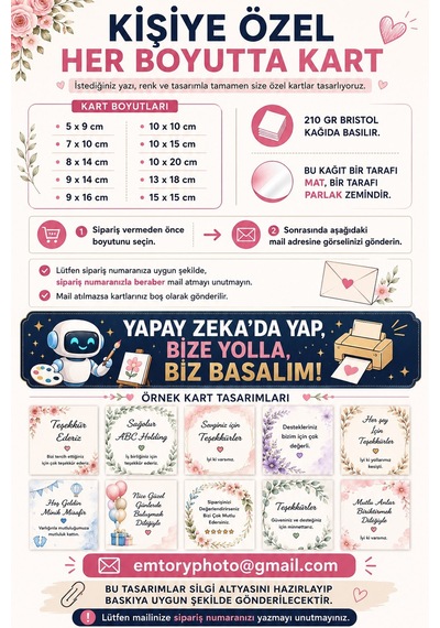 Yapay Zeka'da Yap Biz Basalım Kişiye Özel Kart - Teşekkür Kartı - Davetiye - Paketleme Kartı