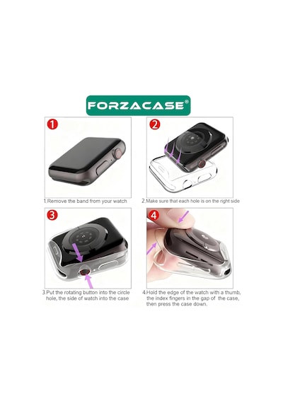 Forzacase Apple Uyumlu Watch  11 46mm İle   Önü Kapalı Ekran Korumalı Şeffaf Silikon Kılıf - Fc010