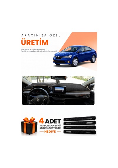 Renault Talıant Ekranlı 2021-2026 Uyumlu Torpido Koruma Örtüsü Oto Kılıfı - Siyah Bej