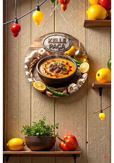 Kelle Paça Çorbası İpli Mdf Ahşap Kapı Duvar Süsü, Restoran, Mutfak Dekoratif Tablo