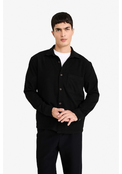Defacto Polo Yaka Flanel Gömlek G8116ax25wnbk81 Siyah-bk81