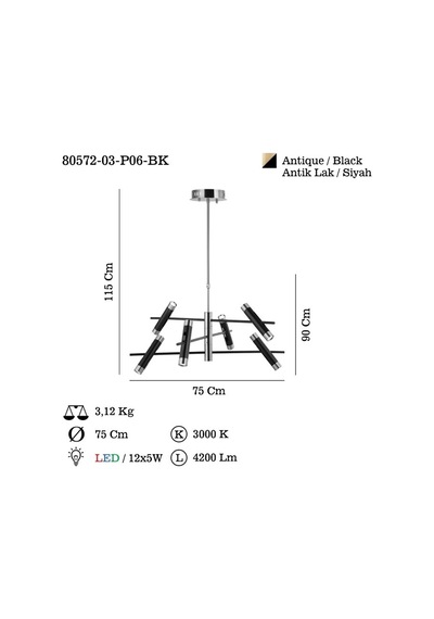 Nuance 6 Lı Ledlı Sıyah Avıze 5wx12 3000k Çok Renkli