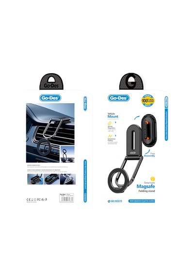 Go Des Gd-hd273 Katlanabilir Magnetik Düz Zemin Araç Telefon Tutucu Siyah