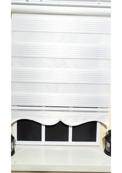 Beyaz Pliseli Zebra Stor Perde Alüminyum Kasalı Alm-480