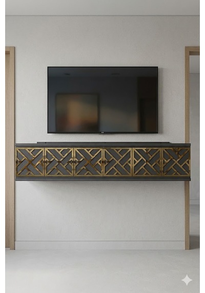 Tda1238ag Arex Duvara Montaj Tv Sehpası Antrasit-gold 120cm
