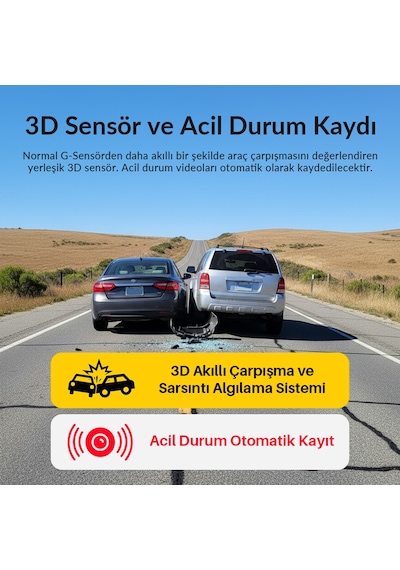 Kawa D7 2 Kameralı Ön Ve Arka 4k+1080p Hdr Wi-fi 6 Ve Gps'li Araç Kamerası + 64gb Hafıza Kartı