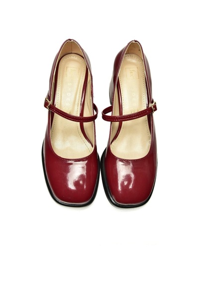 Fox Shoes U518422008 Bordo Rugan Kalın Topuklu Kadın Ayakkabı Bordo
