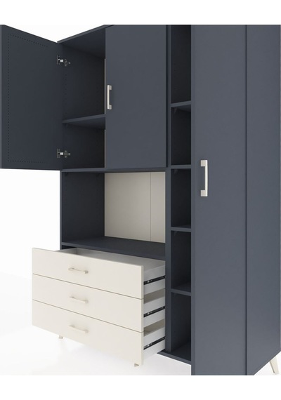 Hyperion Dolap 7 Raflı 3 Çekmeceli 3 Kapaklı 132x44x195 Antrasit-antrasit/aytaşı Antrasıt/aytası Hyperion Dolap 7 Raflı 3 Çekmeceli 3 Kapaklı 132x44x195 Antrasit-antrasit/aytaşı Antrasıt/aytası