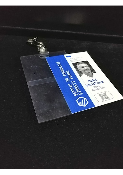 Pvc Mandallı Yaka Kartı İsimlik 7x10 Cm Dik Yaka Kartı Kıskaçlı
