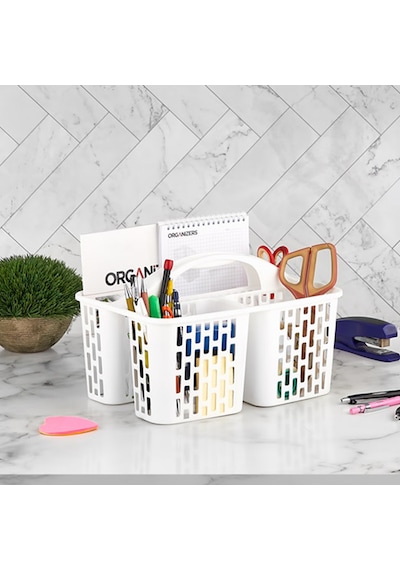 Porsima 8114 Org-51 3 Bölmeli Düzenleyici Sepet - Organizer Beyaz