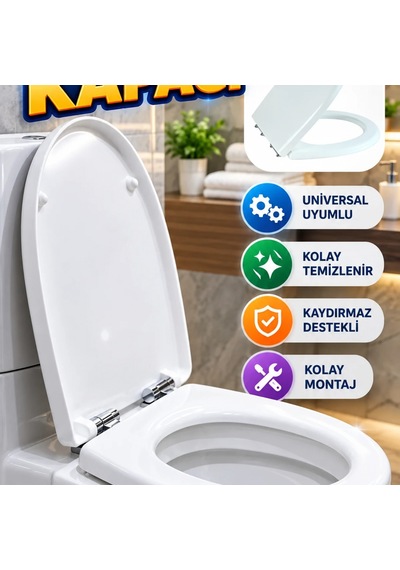 Universal Klozet Kapağı Kaydırmaz Destekli Kolay Temizlenebilir Banyo Aksesuarı Renkli