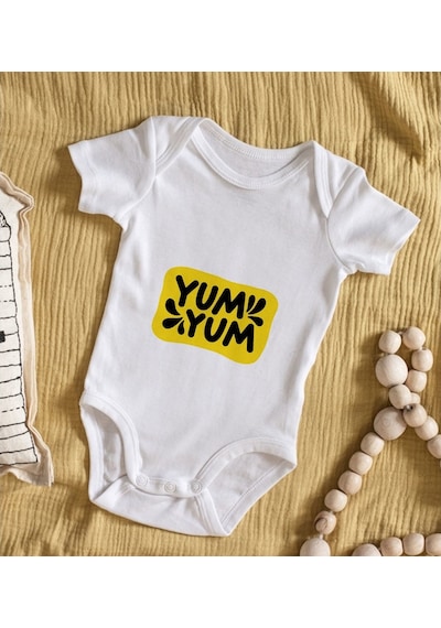 Bitmeyenkartus Bk Kids Yum Yum Tasarımlı Bebek Body Zıbın - Model 1 Çok Renkli