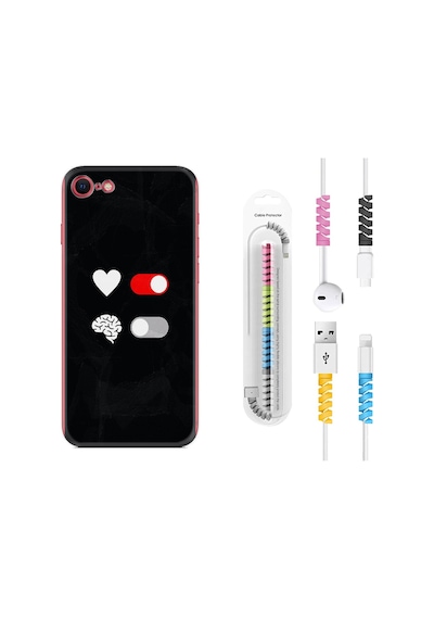 Apple Uyumlu iPhone 7 8 Kılıf Kablo Koruyuculu Love Brain 1722
