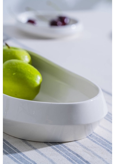 Acar Rumi Oval Sunum Kase - 35 Cm Beyaz