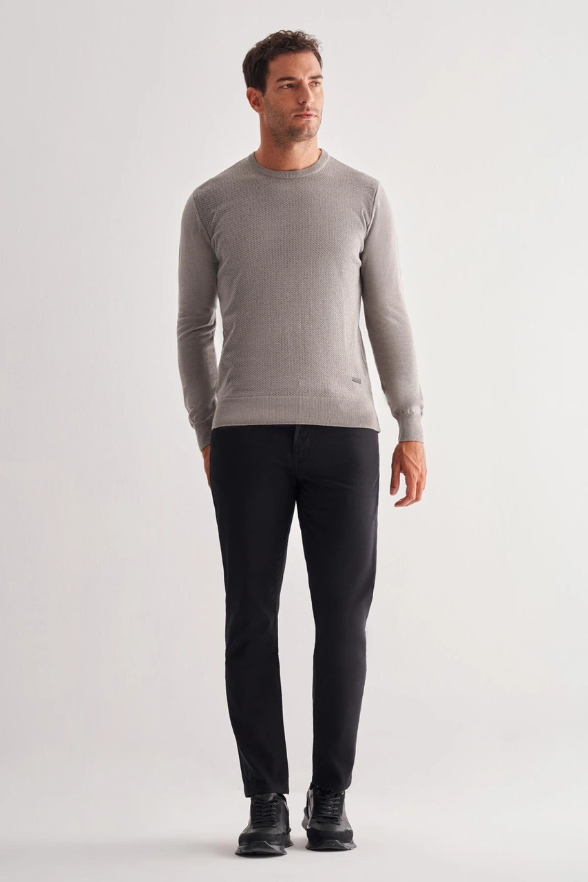 İmza Açık Gri Bisiklet Yaka Uzun Kol Cepsiz Comfort Fit Pamuklu Triko Kazak 1012255220 Silver Gri İmza Açık Gri Bisiklet Yaka Uzun Kol Cepsiz Comfort Fit Pamuklu Triko Kazak 1012255220 Silver Gri