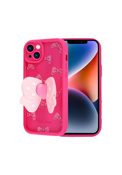 Zore İphone 14 Kılıf Kamera Korumalı Figür Tasarımlı Ogaa Kapya Kapak - Pembe Koyu
