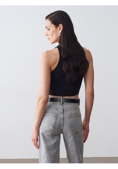 Dilvin 32941 Kolsuz Crop Top-siyah