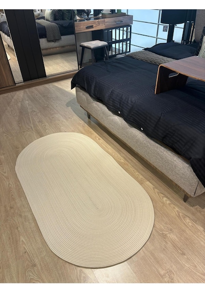 Mavaux Galileo Oval Jüt Yuvarlak Hasır Görünümlü Klasik Halı Kilim Krem