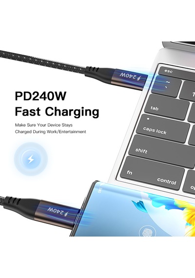Yediseven Fishbone Type-C To Pd3.1 240W Hızlı Şarj Kablosu 1 M