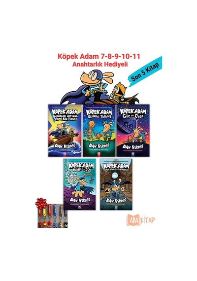 Köpek Adam 7-8-9-10-11, Serinin Son 5 Kitabı, Dav Pılkey, Anahtarlık Hediyeli