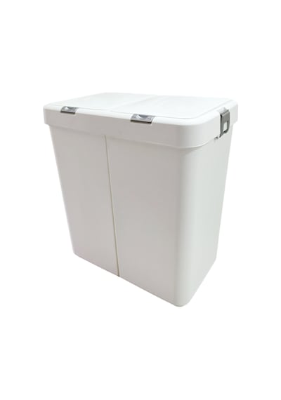 Gümüş Ikili Dokunmatik Çamaşır Sepeti Çöp Kovası Temizlik Kovası Kirli Sepet 80 Litre-mt009