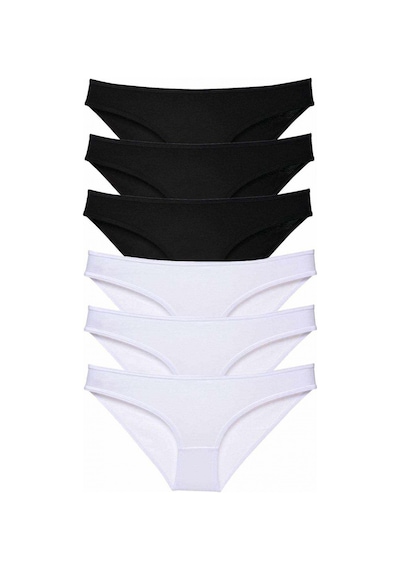 Royaleks 6 Adet Eko Set Likralı Kadın Slip Külot Siyah Beyaz