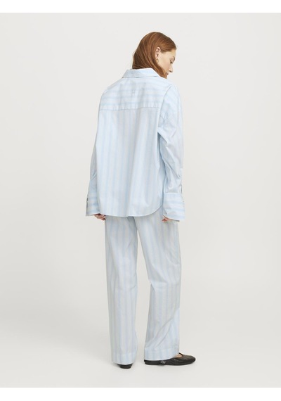 Jack & Jones Kadın Çizgili Poplin Pantolon - Ava - 12269630 Cashmere Blue