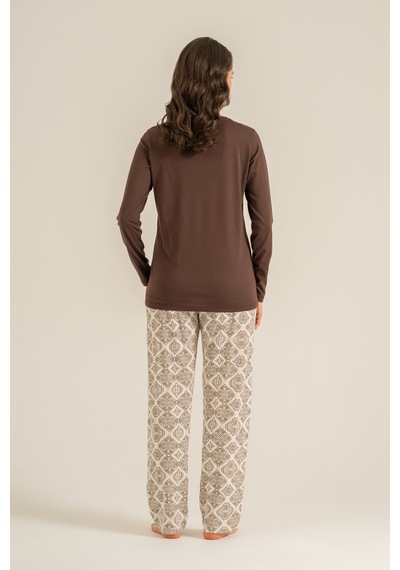 Pierre Cardin 9274 Modal Uzun Kol Kadın Pijama Takımı Kahverengi Pierre Cardin 9274 Modal Uzun Kol Kadın Pijama Takımı Kahverengi
