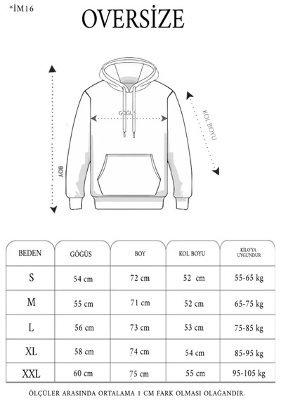 Suma 3 İplik Kapşonlu Sweatshirt Hoodie Siyah S Beden