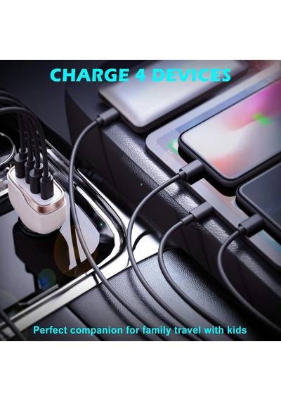 Mt36 4 Portlu Type-c Usb Araç Hızlı Şarj Çakmaklık Adaptörü Toplamda 96w Şarj Gücü Qc 3.0 18w Pd 30w Turbo Ş