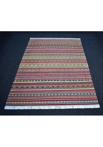 Zehra Abla Halı Yeni El Dokuma 4m2 Naif Modern Tasarım Geometrik Yün Kilim 7439 Çok Renkli