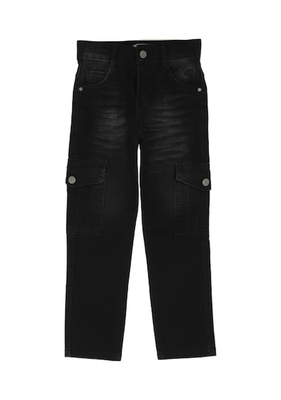 Modanino Erkek Çocuk Kargo Cepli Esnek Belli Likralı Jean Pantolon 13-17 Yaş 12364 Siyah