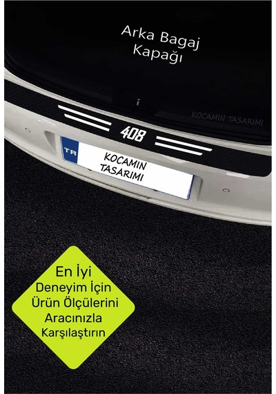 Peugeot 408 Uyumlu Karbon Eşik Koruma Seti Araç Kapı Bagaj Çizilme Önleyici 408 Yazılı