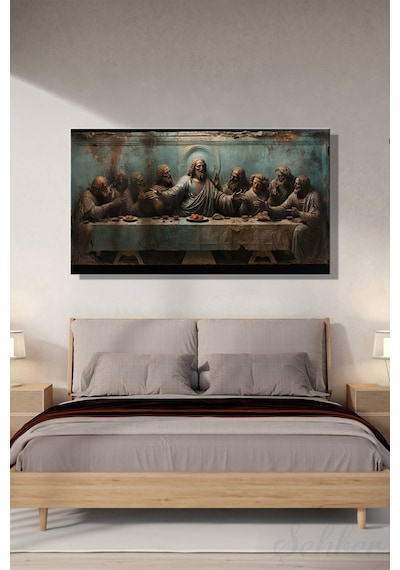 Panoramik Yatay Kanvas Tekli Salon Mutfak Yatak Odası Ofis Leonardo Da Vinci Son Akşam Yemeği