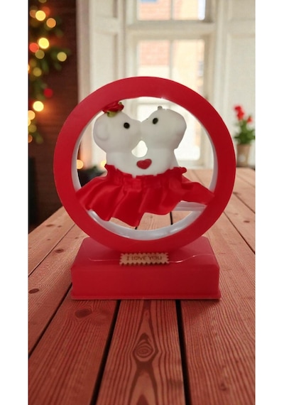 Sevgililer Gününe Özel Ayıcıklı Öpüşen Işıklı Ve Müzikli Biblo Boyut:17,5cm 12 Cm