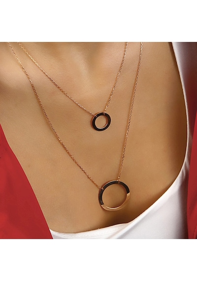 Kuyumcudukkani Evreni İfade Eden Daire Sembol İkili Kolye -37238-r Rose Gold
