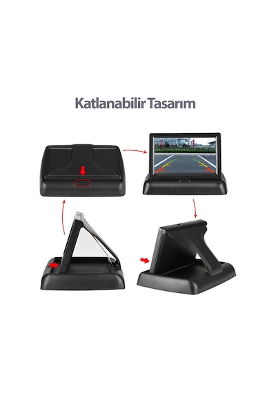 Oto Geri Görüş Kamera Seti Katlanır Monitör ve Arka Kamera N11.300