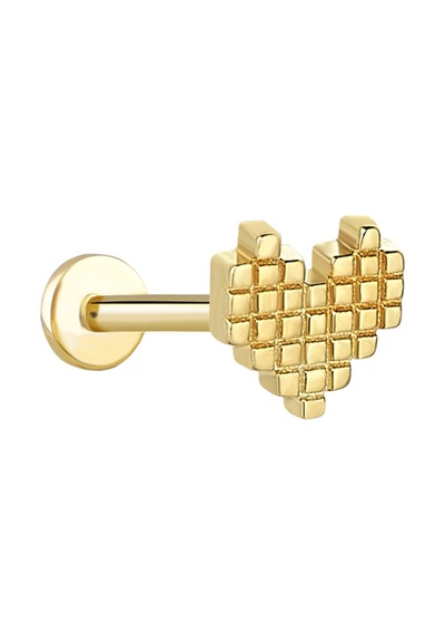 14 Ayar Altın Taşlı Pixel Tragus Küpe