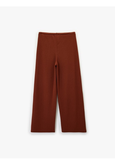 Koton Beli Lastikli Bağlamalı Dokulu Uzun Geniş Paça Pantolon Kiremit 6wak40122ek Çok Renkli Koton Beli Lastikli Bağlamalı Dokulu Uzun Geniş Paça Pantolon Kiremit 6wak40122ek Çok Renkli